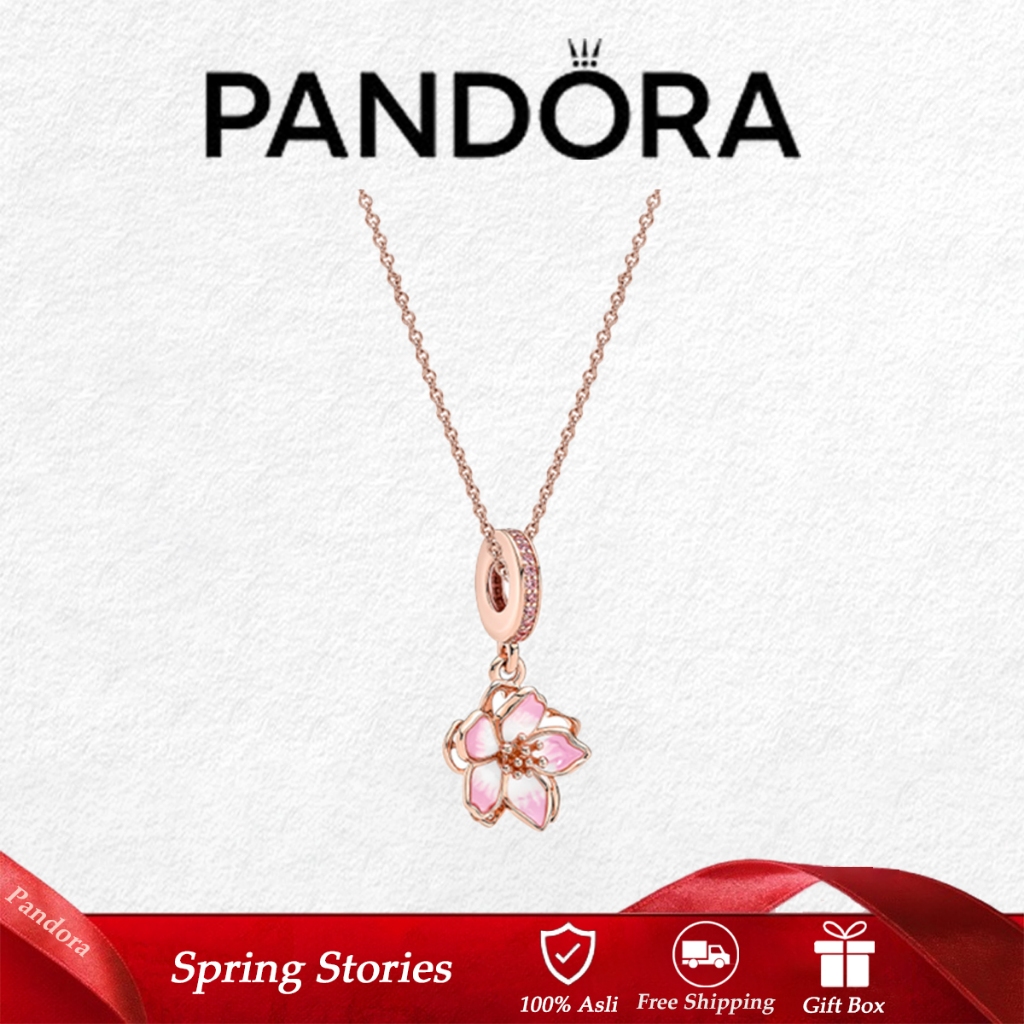 Pandora Sparkling Collier Round & Square Pendant Necklace Pendant Necklaces Rose Gold Plated Comes w