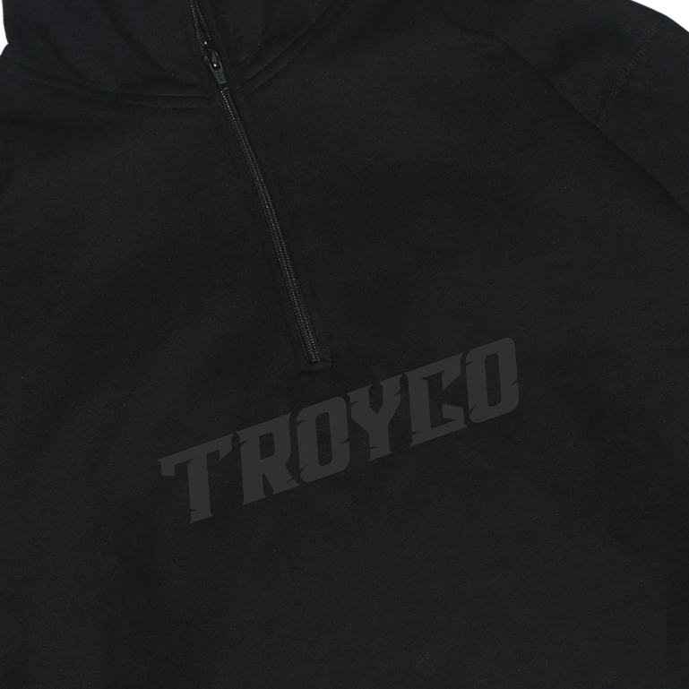 Troy Company Sweater Crewneck Half Zipper Black Bold Italic - Half Zip Pria Hitam HZ 2535