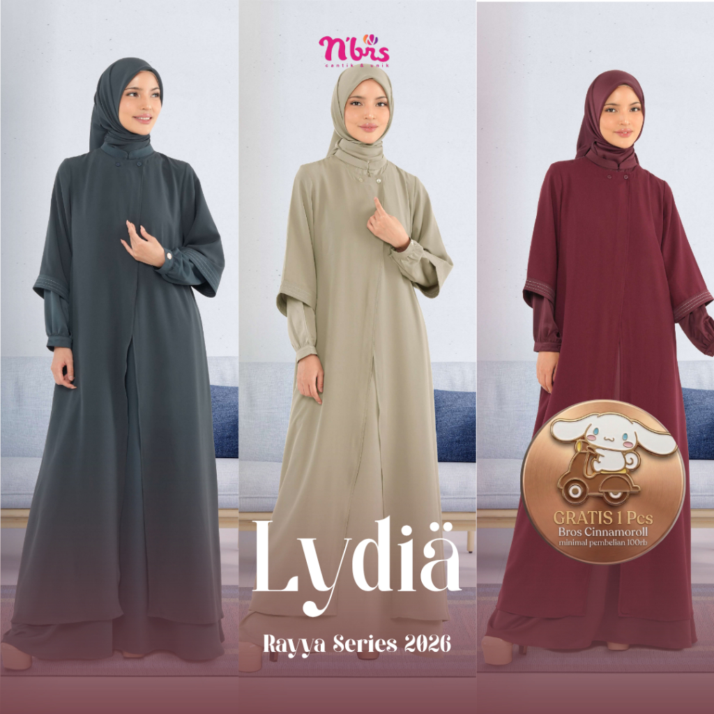 Nibras Gamis Wanita Dewasa Lydia Warna Teal, Brown, dan Maroon Rayya Series 2026