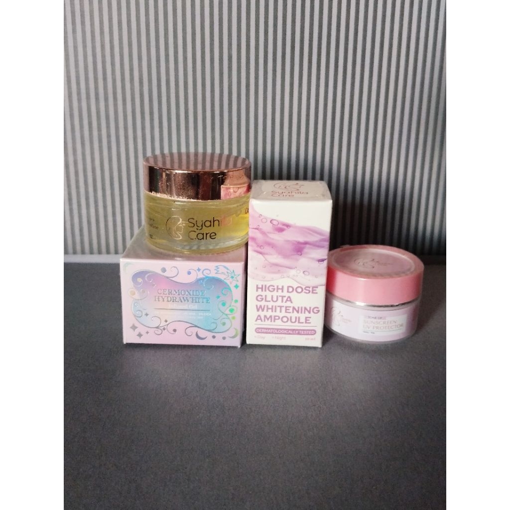 paket (mois syahila care + serum gluta syahila care + cream tone up syahila care)