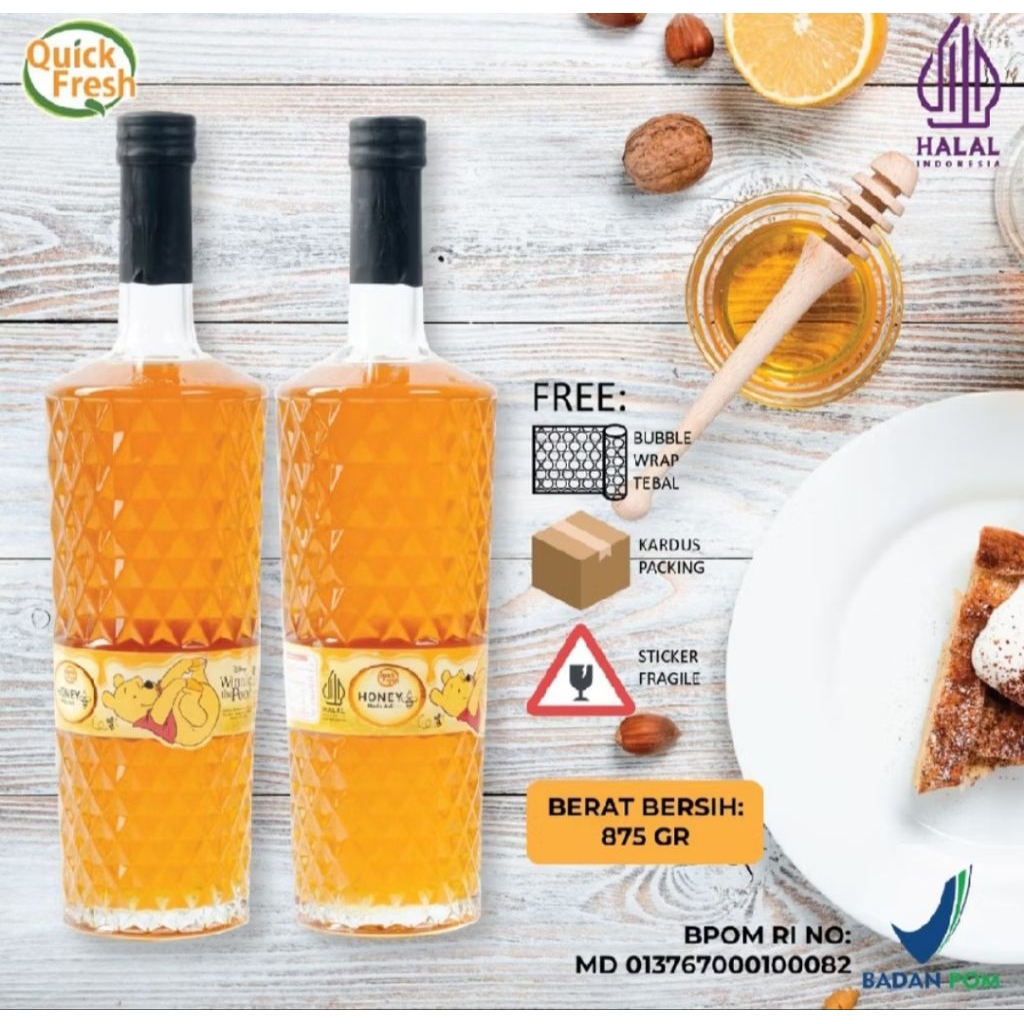 QuiQ Fresh Honey Bottle Diamond 875gr - Madu Asli Original