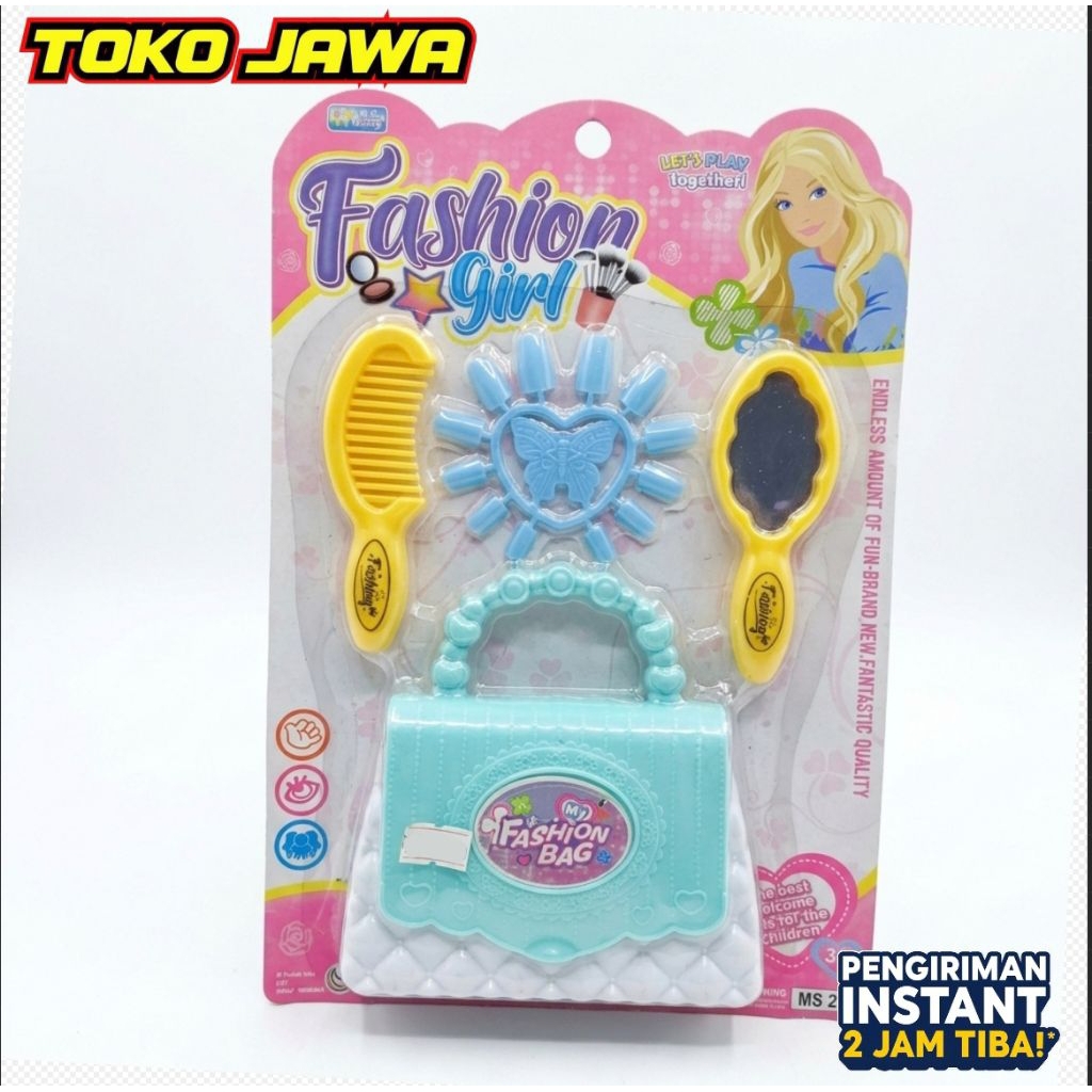 Mainan Anak Perempuan Fashion Girl Set 4-in-1 – Tas, Sisir, Cermin & Kuku Palsu (MS 29)