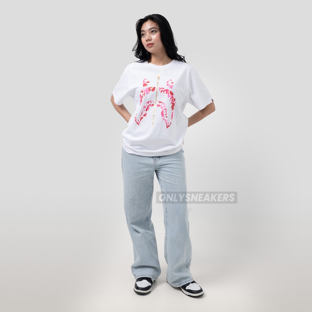 BAPE ABC PINK CAMO SHARK WHITE TEE