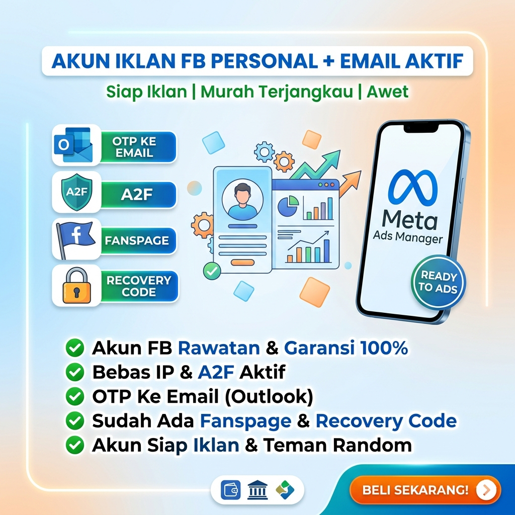 Personal FB Ads Sudah Ada 1 Halaman Bergaransi Siap Iklan + A2F ON + Email Aktif ( OTP Ke Email )