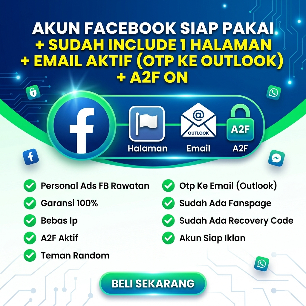 Akun Ads Facebook Siap Iklan Sudah Ada 1 Halaman + A2F ON + Email Aktif ( OTP Ke Email ) + Akun FB K