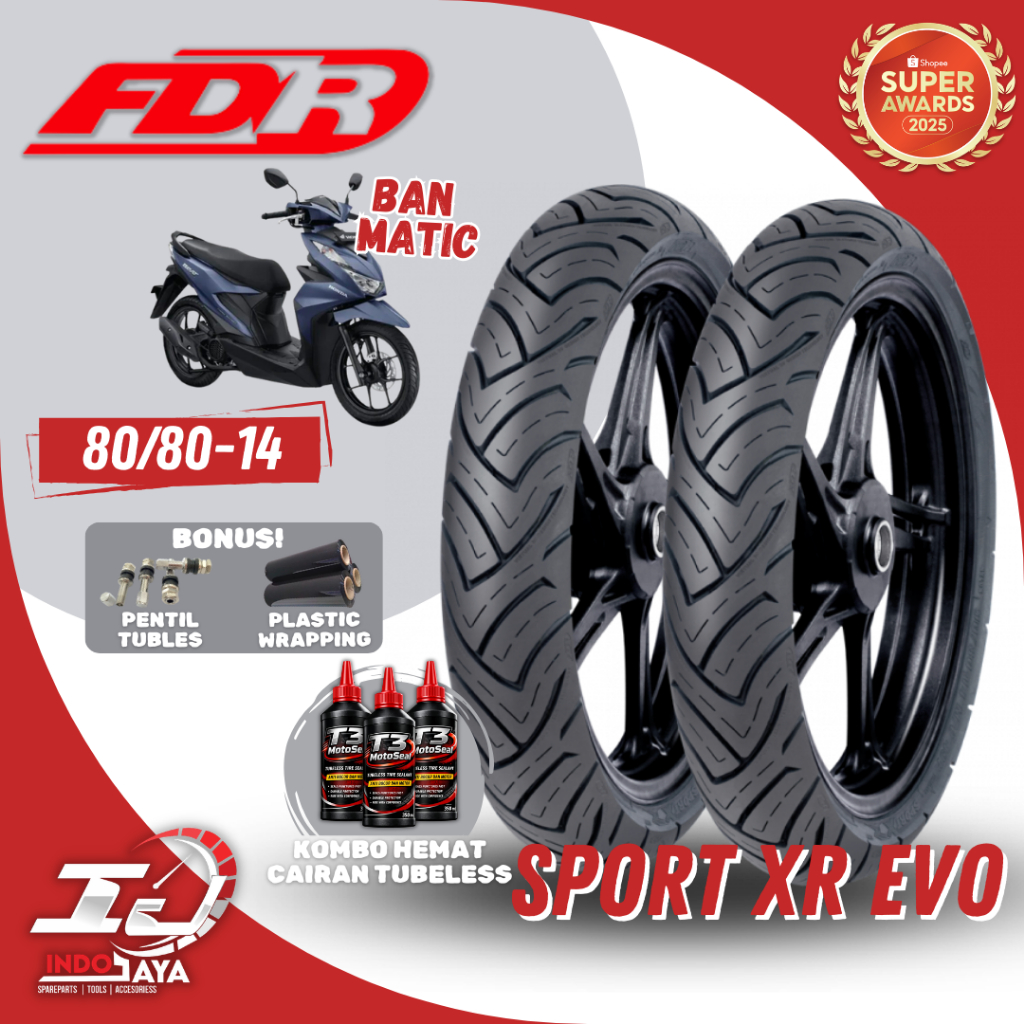(READY COD) BAN LUAR FDR SPORT XR EVO (80/80-14) RING 14 / - 14 BAN MATIC TUBELESS / TUBLES /  PCX /