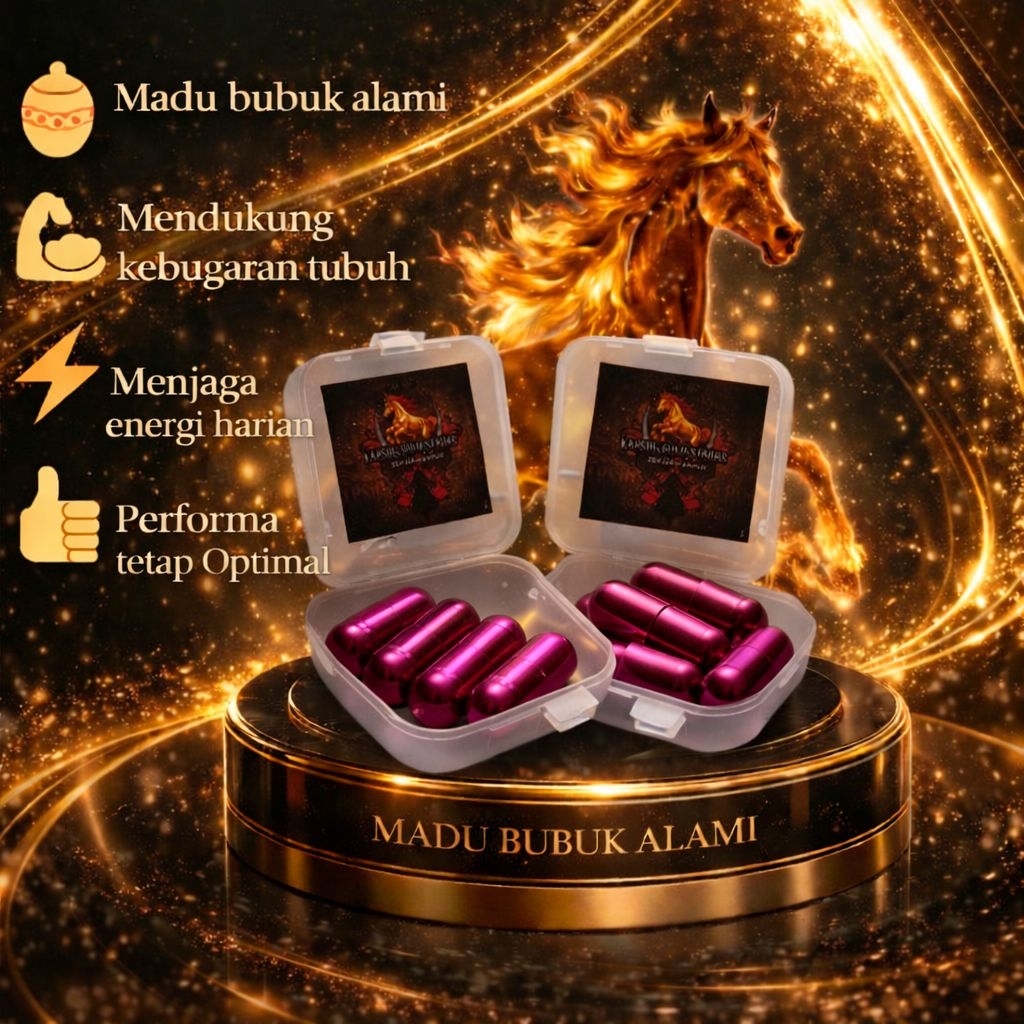 madu bubuk KS isi 6 maron terbuat dari serbuk madu murni