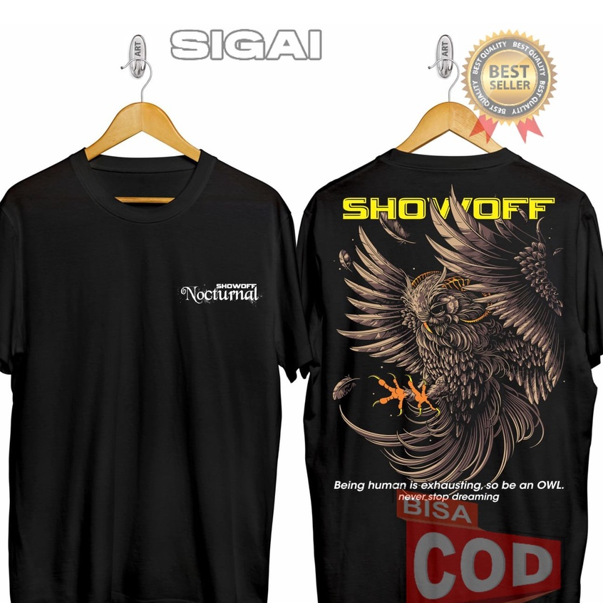 SIGAI BAJU KAOS DISTRO PRIA MOTIF OWL FLYING  / GAMBAR RAJAWALI UNISEX TREND STREETWEAR