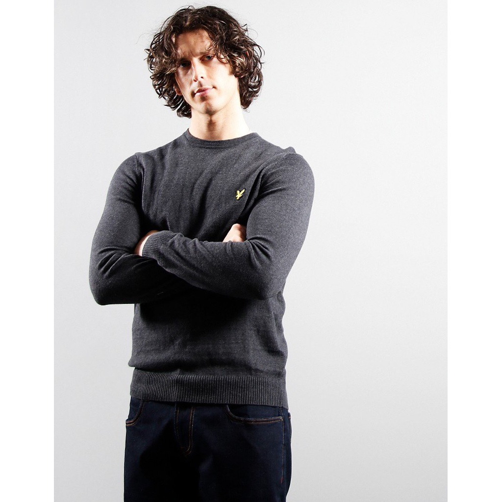 Lyle And Scott Crewneck Jumper Merino Sweatshirt In Charcoal