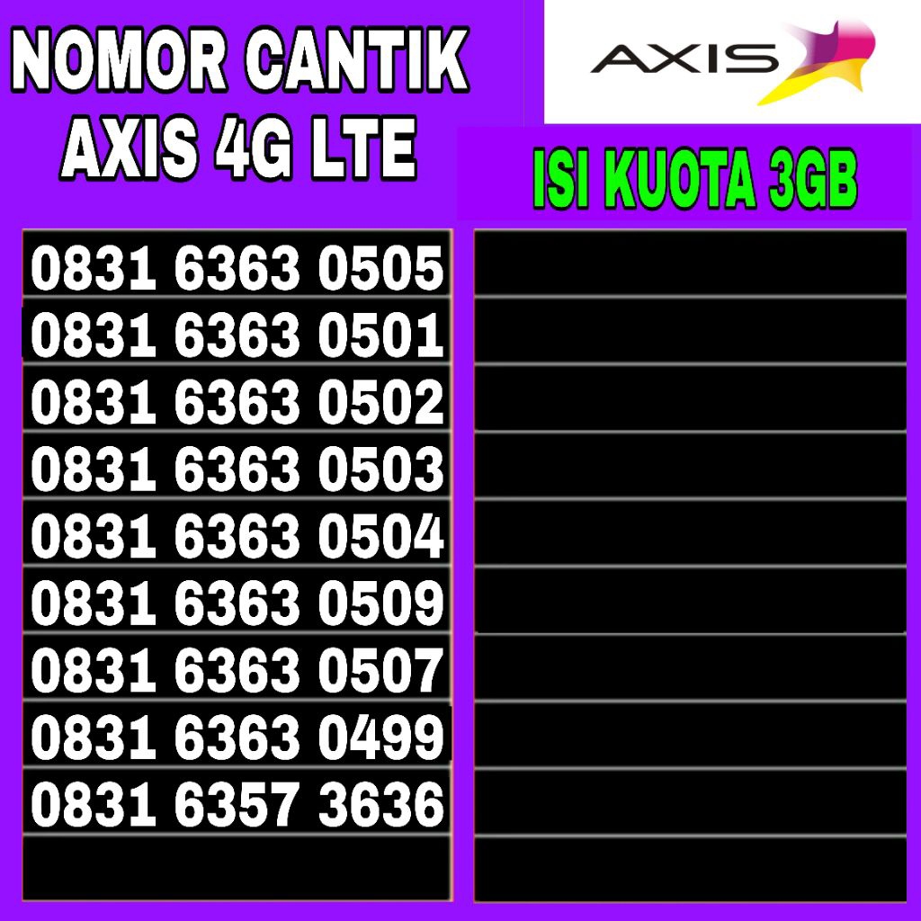 nomor cantik kartuh perdan axis 4g lte rapih