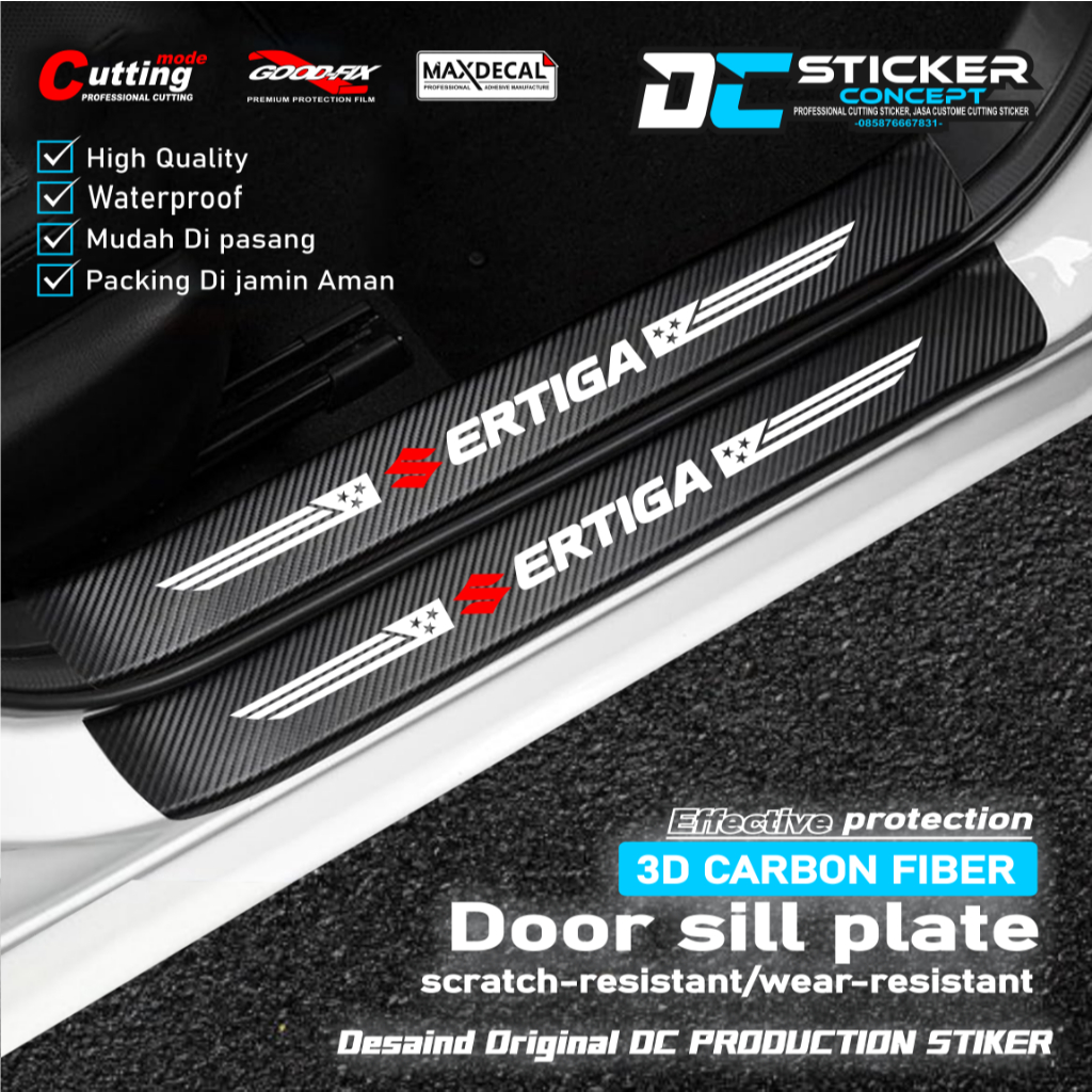 Stiker Mobil Suzuki Ertiga Pelindung Pintu Mobil 9PCS Carbon 3D Tahan Lama Melindungi Goresan