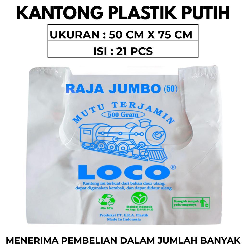 Kantong Plastik Loco Raja Jumbo Putih Susu uk 50 kantong besar 50x75 Kantong Kresek Loco Raja Super 