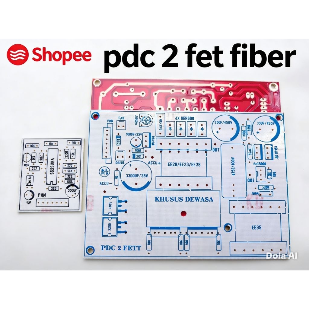 pcb pdc 2 fet jumbo atau mini bahan fiber tebal