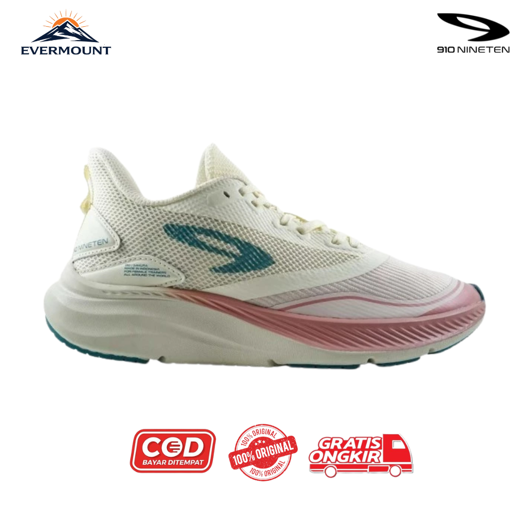 910Nineten Sepatu Lari - SAKURA WO'S PUTIH/PINK