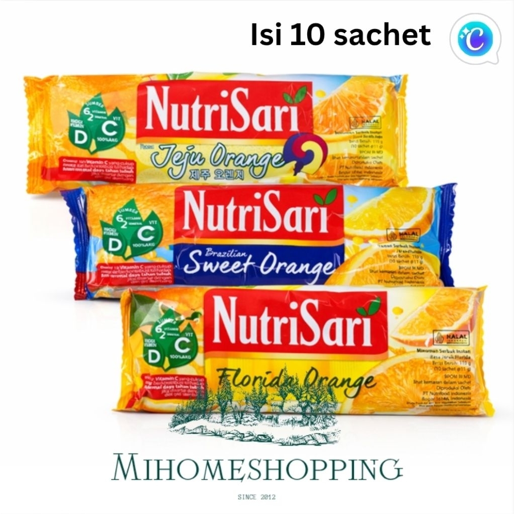 ISI 10 SACHET NutriSari Minuman Serbuk Jeruk – Jeju Orange, Brazilian Sweet Orange, Florida Orange