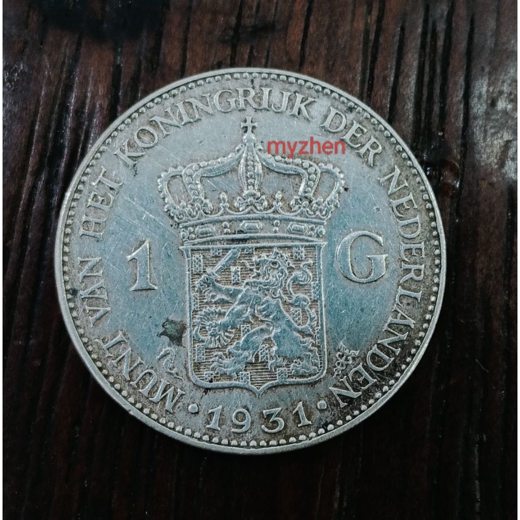 (N)koin perak Wilhelmina 1G 1931 asli
