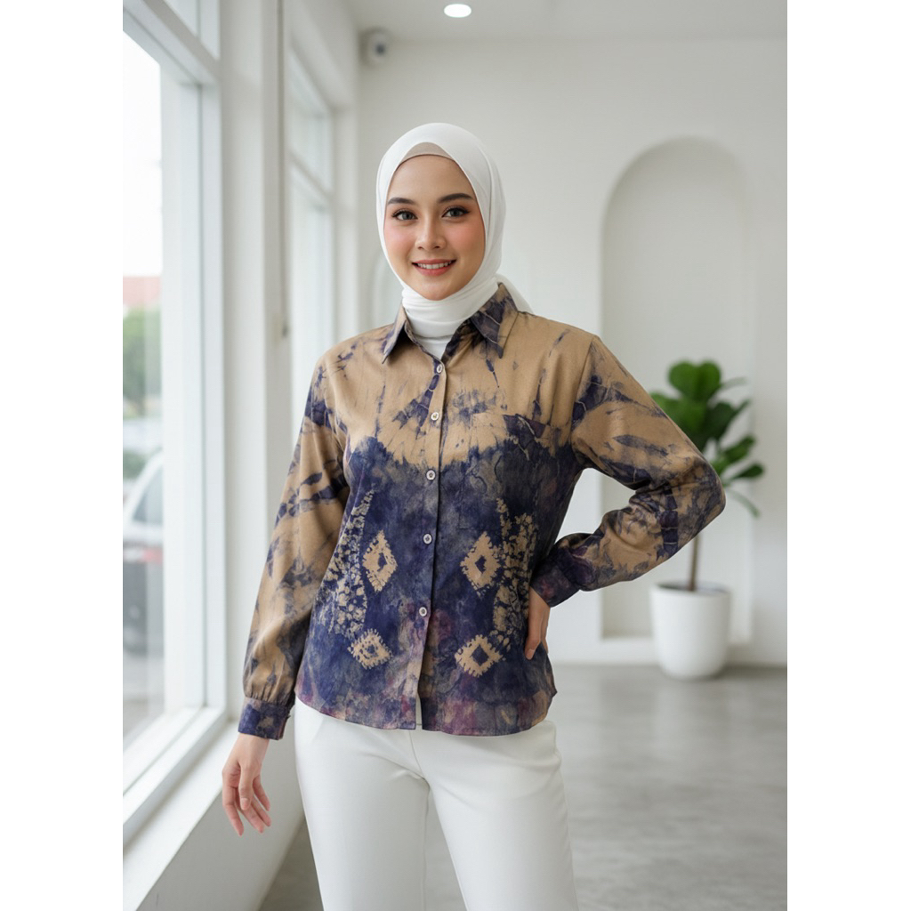 ATASAN BLOUSE KEMEJA WANITA SASIRANGAN 0093 [LD 102 CM]