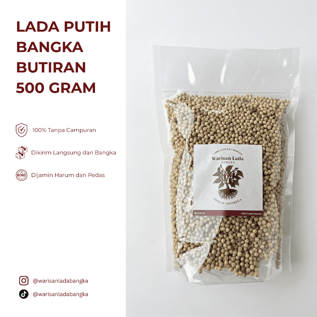 [ASLI DARI PULAU BANGKA] Lada Putih Bangka Merica Sahang Butiran Premium 500gr