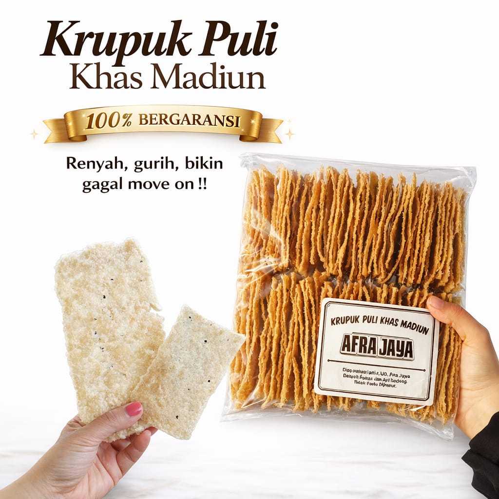 Afra Jaya Kerupuk Puli 1kg Kerupuk Gendar Lempeng Beras Khas Madiun Magetan Premium