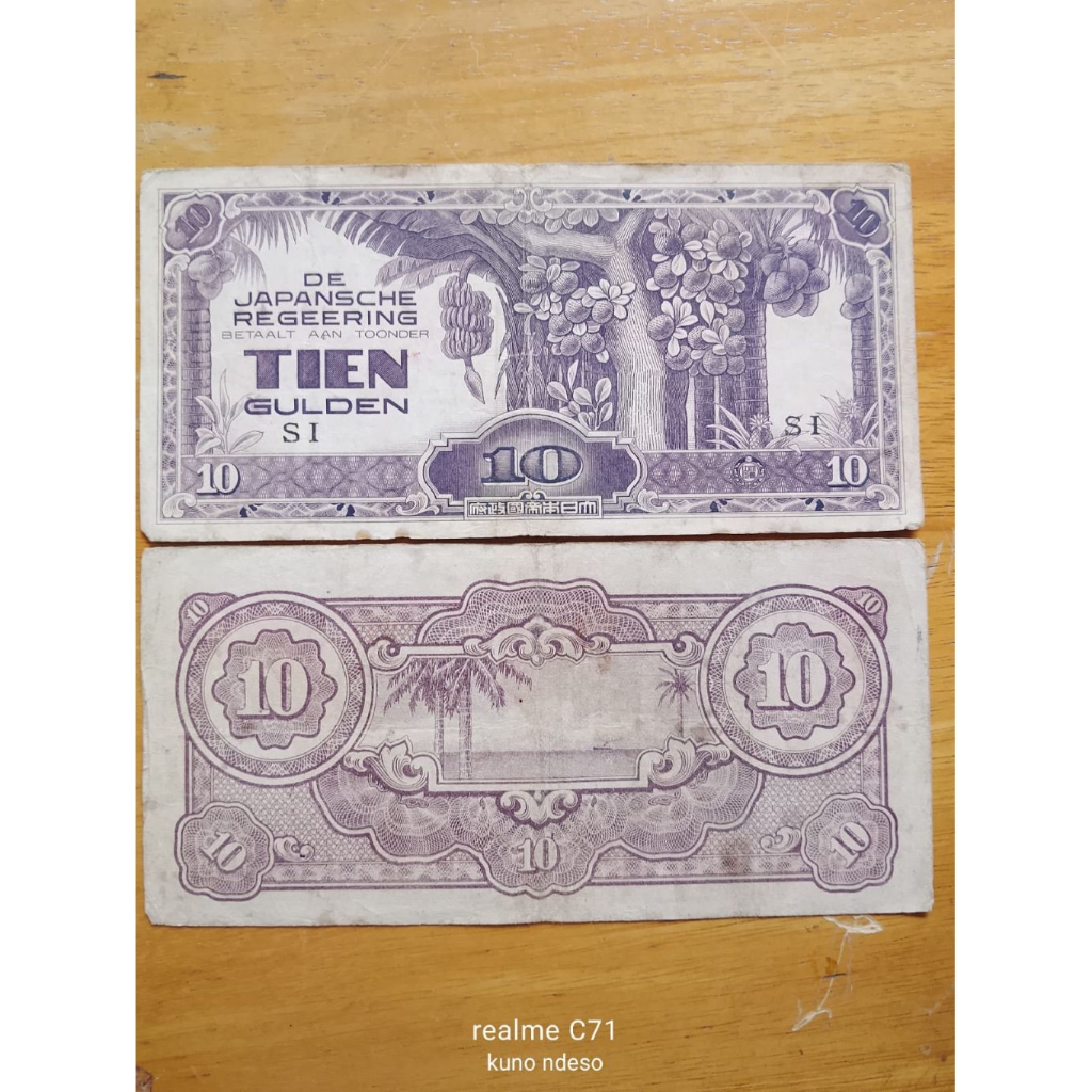 Uang kuno 10 Rupiah gulden DJR Tahun 1942