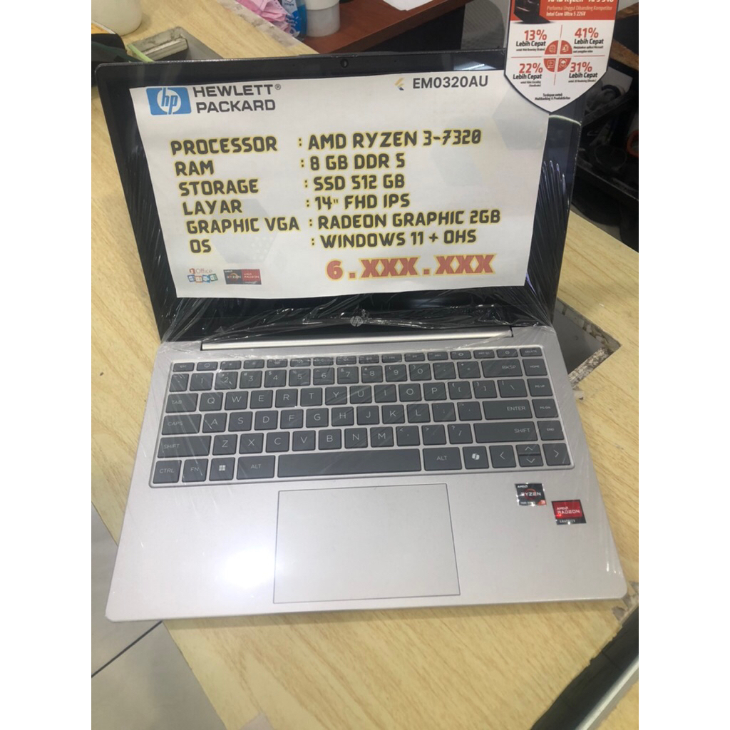Laptop HP Ryzen 3-7320 8/512GB New