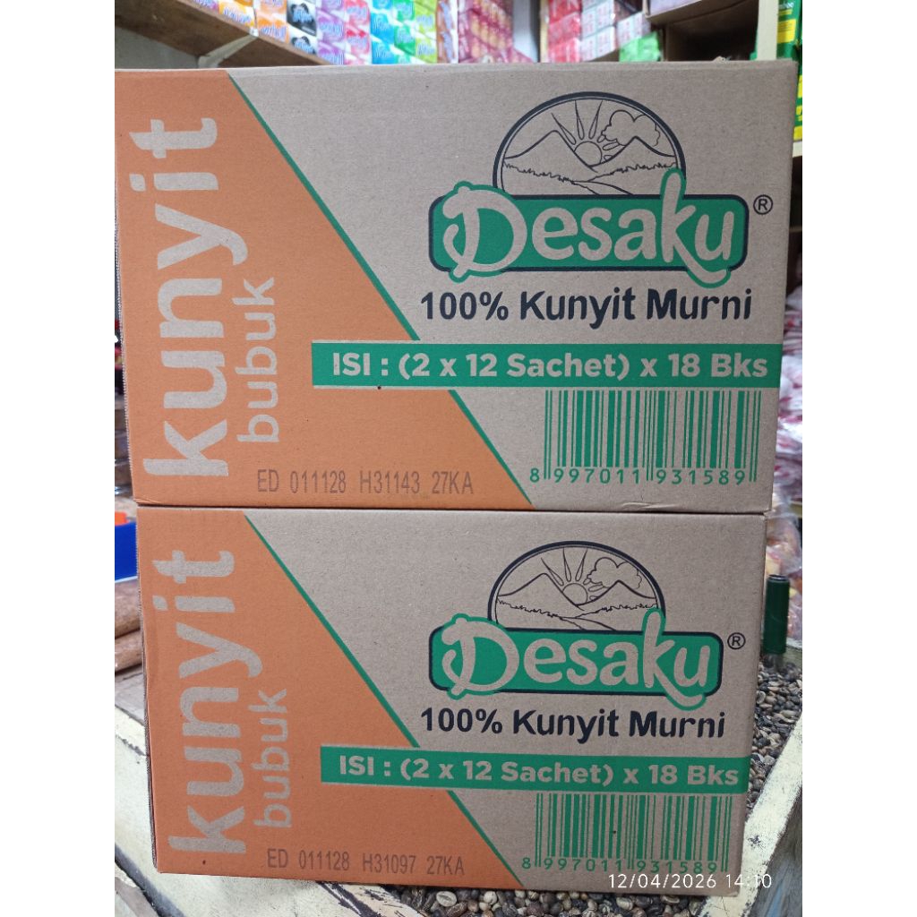 Kunyit Bubuk Desaku kemasan 1 karton isi 12 x 12sachet x 18pack