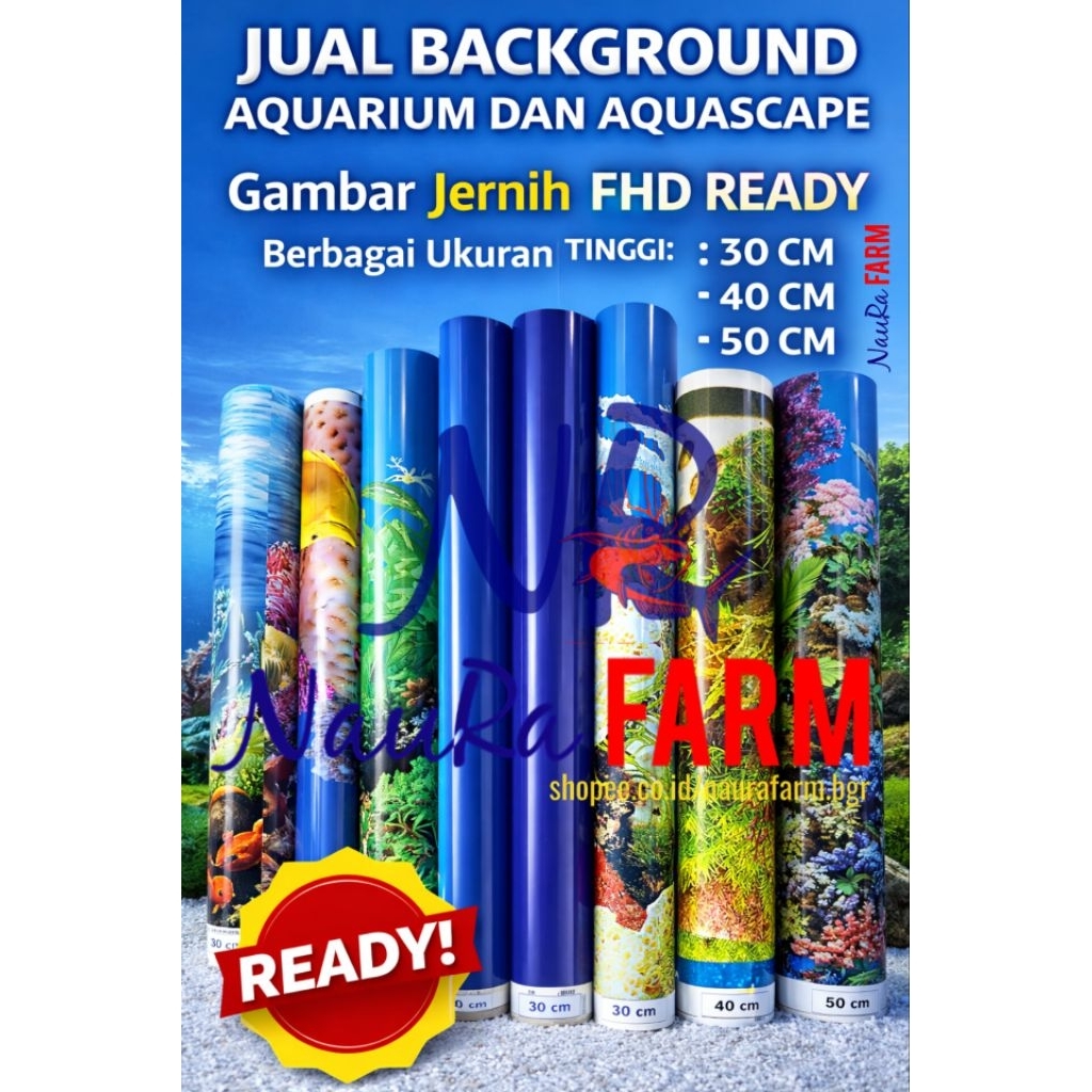 BACKGROUND Latar Belakang Stiker Aquarium Aquascape harga untuk panjang per 50 cm
