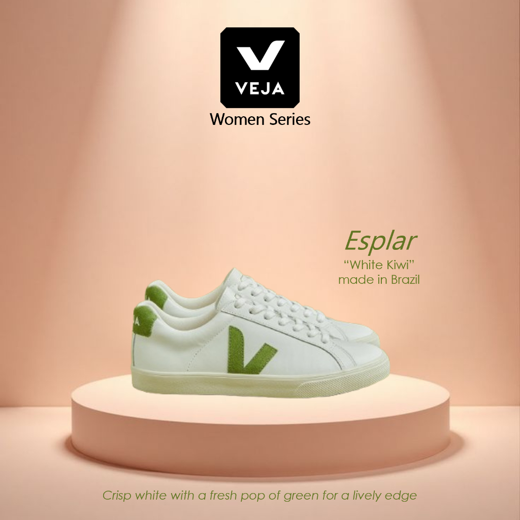 VEJA Women Esplar White Kiwi Leather Sneakers Original