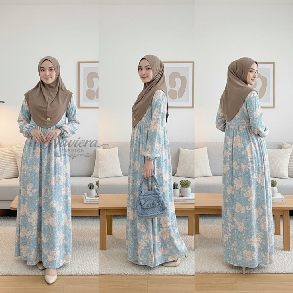 AUREL MIDI DRES MOTIF BUNGA PREMIUM / GAMIS VIRAL KEKINIAN