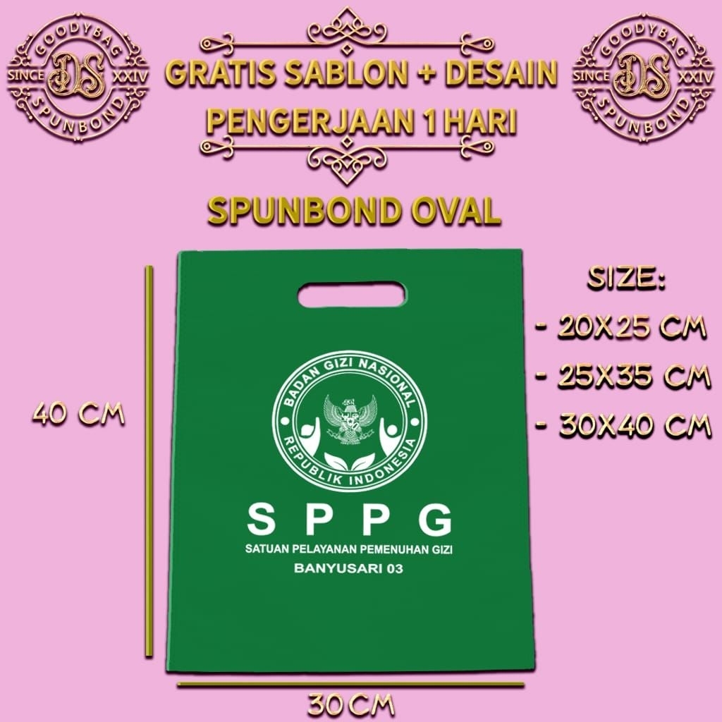 tas oval 30x40m / tas sablon / tas spunbond custom / godiebag / totebag / tas skincare  / tas custom