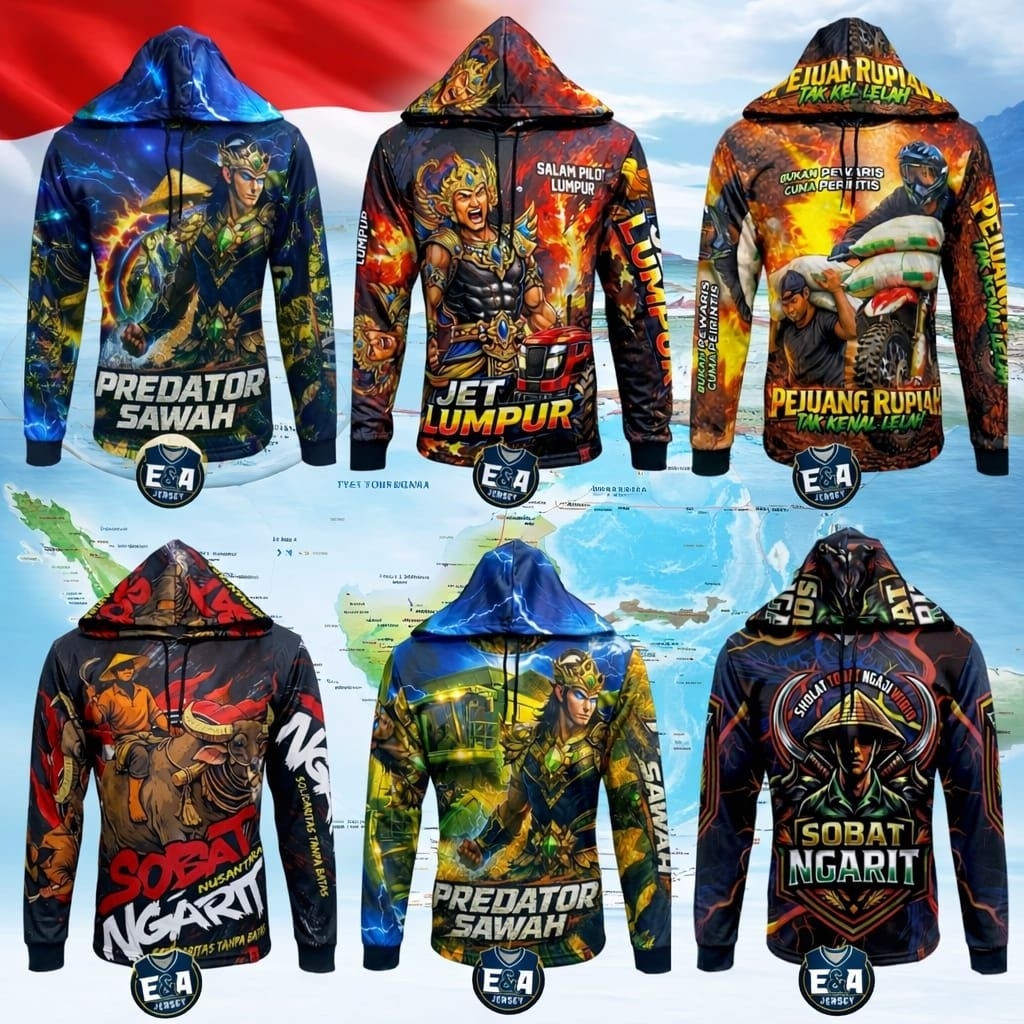 Jersey Tani Ojek gabah, Combi dan Sobat Ngarit bahan adem licin full printing unik
