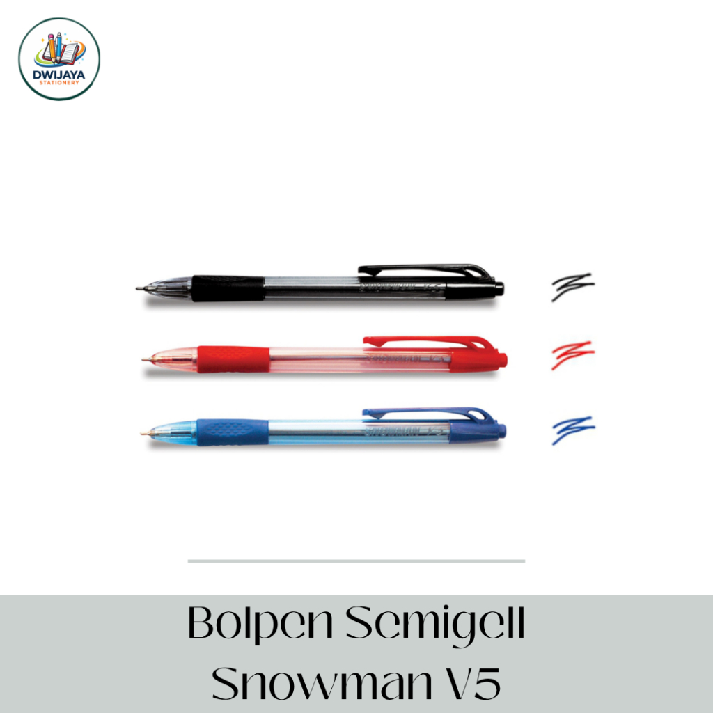 Pulpen Snowman Semi Gel V5 - Warna Hitam, Merah