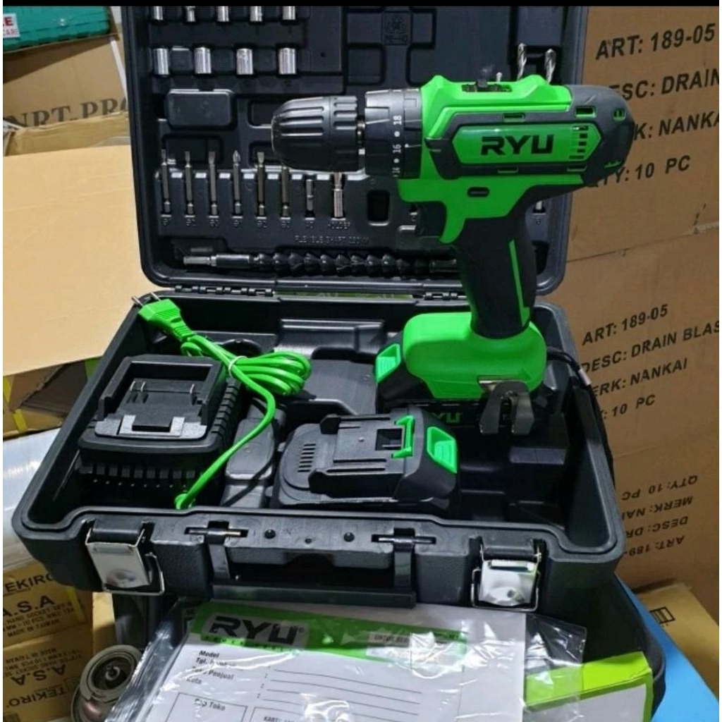 BOR CAS RYU 20volt cordless 2 baterai / bor baterai ryu