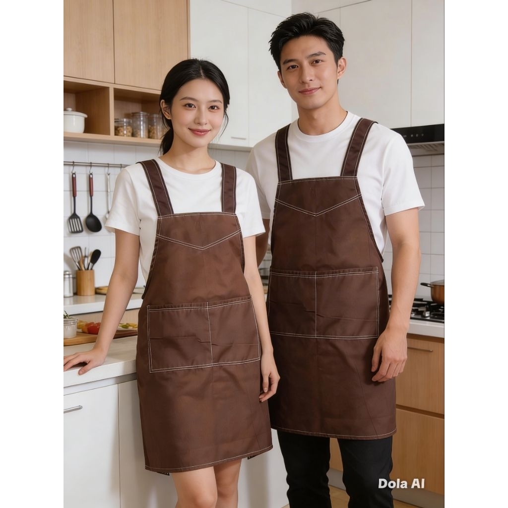Apron Celemek Katun Coklat