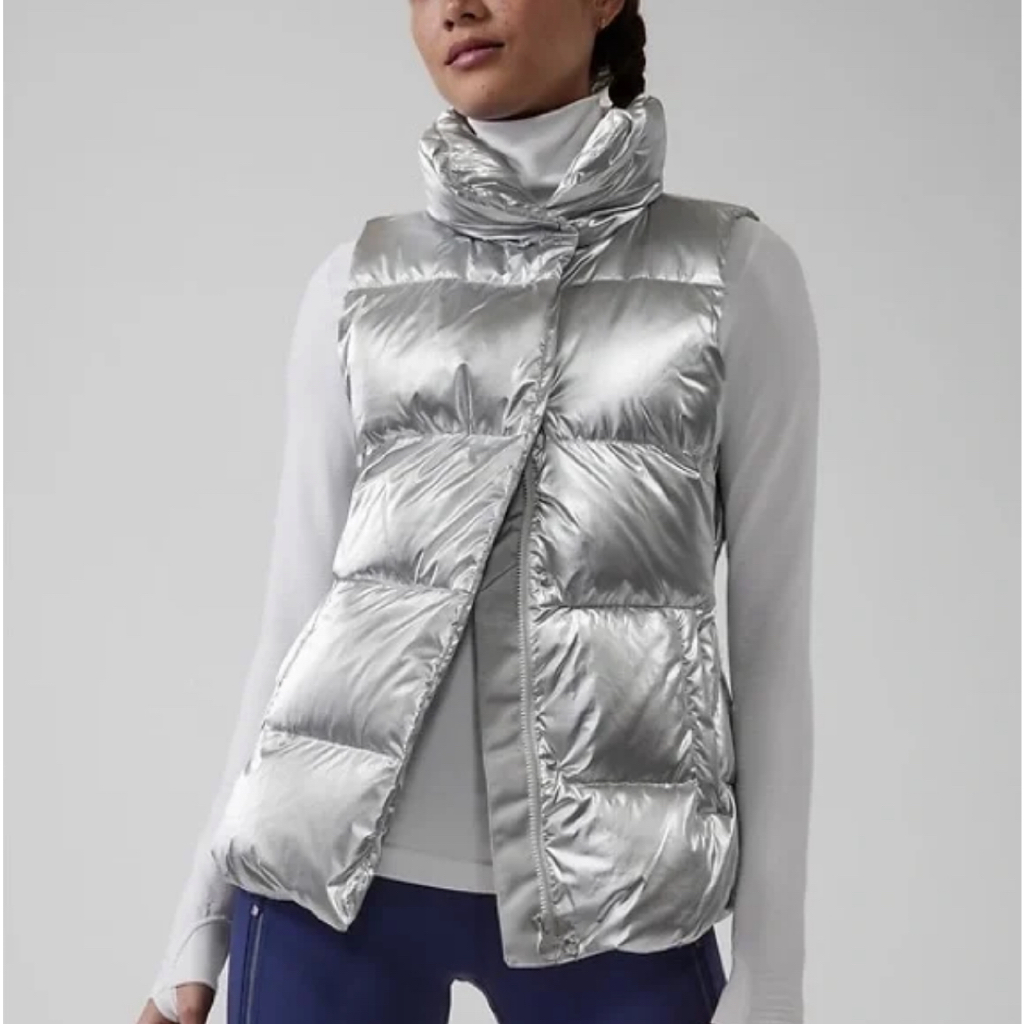 Jaket Rompi Athleta Women Down town Metallic Puffer Vest Winter