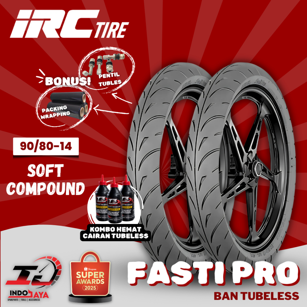 [READY COD] BAN LUAR IRC TUBELESS SOFT COMPOUND FASTI PRO (90/80-14) BAN BALAP MATIC FFA / BAN RACIN