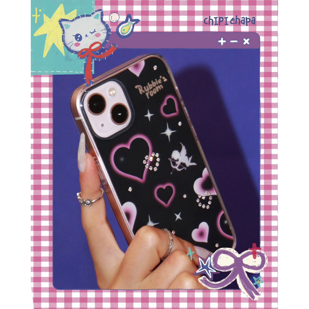 CHIPI CHAPA Rubbies Room Cupid Y2K Crystal iPhone Case – Double Layer Glitter Cover | Ready Stock 10