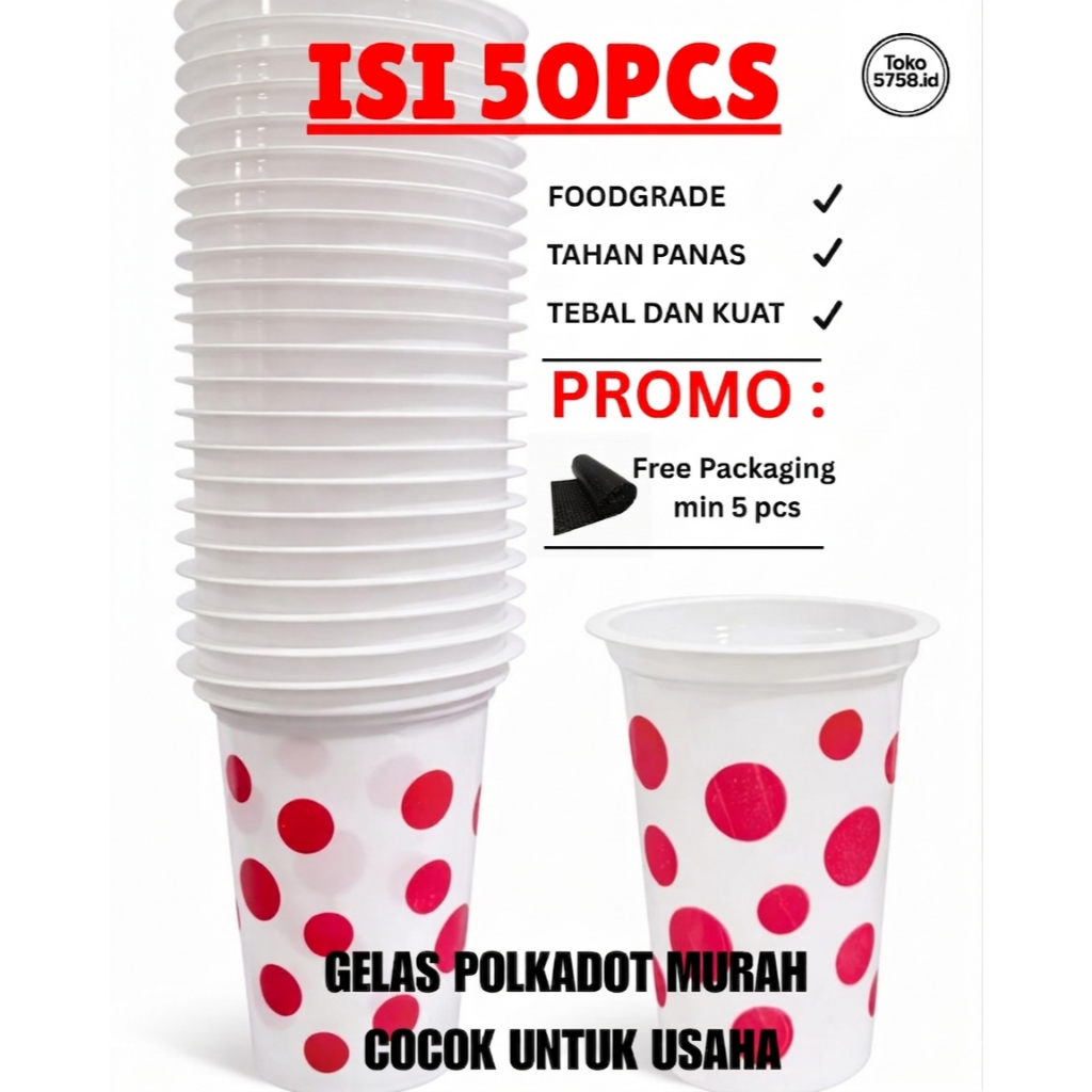 Gelas Plastik Bola / Gelas plastik Polkadot | Cocok untuk es buah es kopi es syrup | Cocok untuk aca