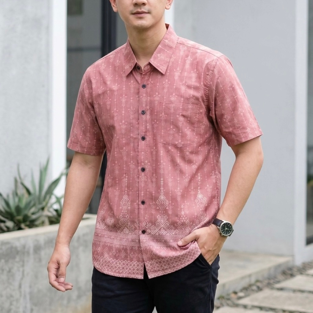 Kemeja batik lengan pendek pria/pakaianmuslimpriadewasa/remaja