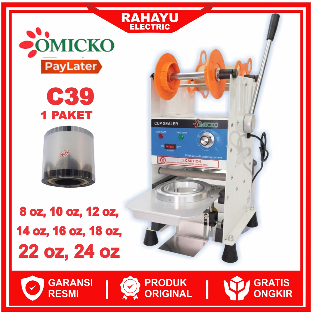 OMICKO C-39 mesin Cup Sealer semua ukuran AQUA GELAS 12 , 14 , 16 , 18 , 22 OZ