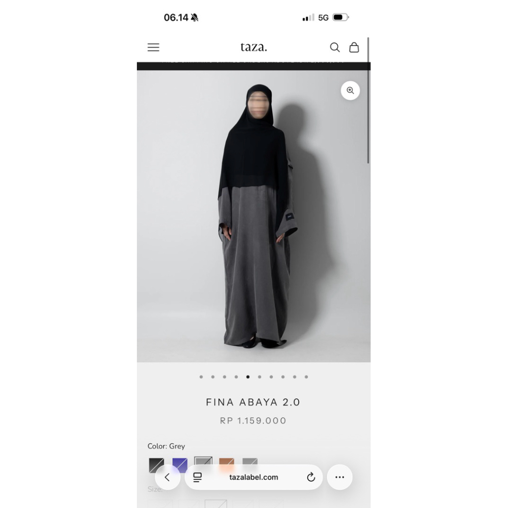 taza fina 2.0 grey abaya