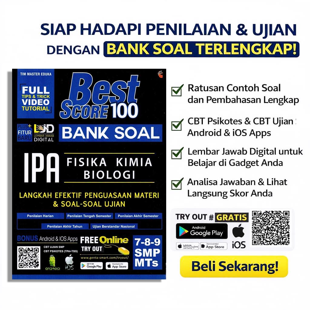 Buku Pelajaran SMP Smart Plus Smp/Mts Inti Materi Bank Soal Full Pembahasan Kelas 7 8 9 SMP ORIGINAL