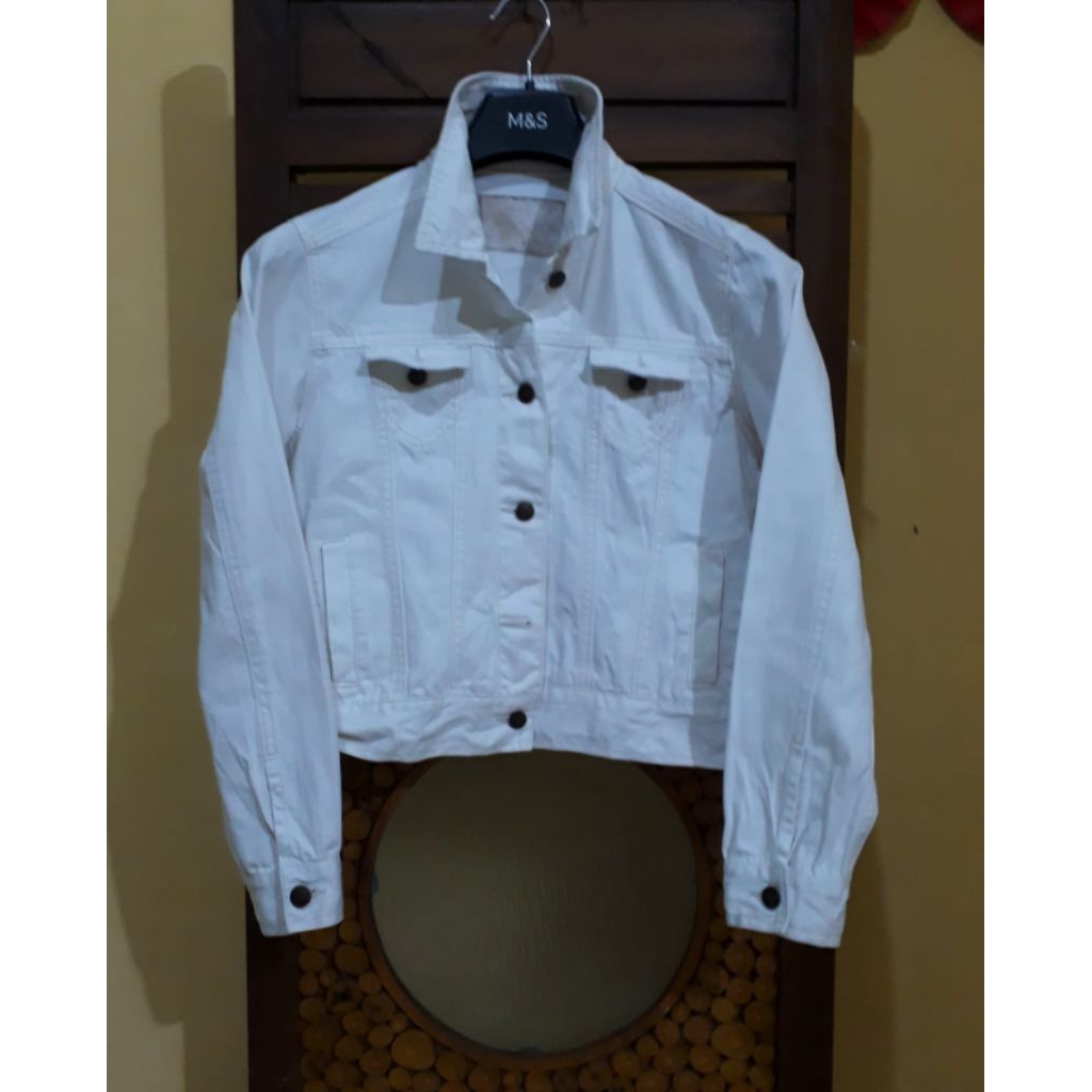 WHITE PEARL TRUCKER RIPPED JEANS DENIM BY VALMAN PL GY-ABA