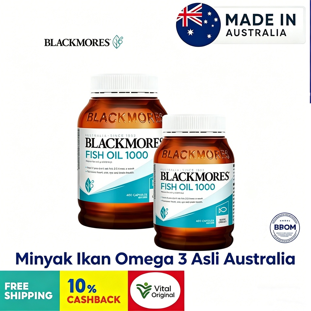 Paling Laku Minyak Ikan Blackmores 200+400 Kapsul minyak ikan omega 3 untuk jantung dewasa