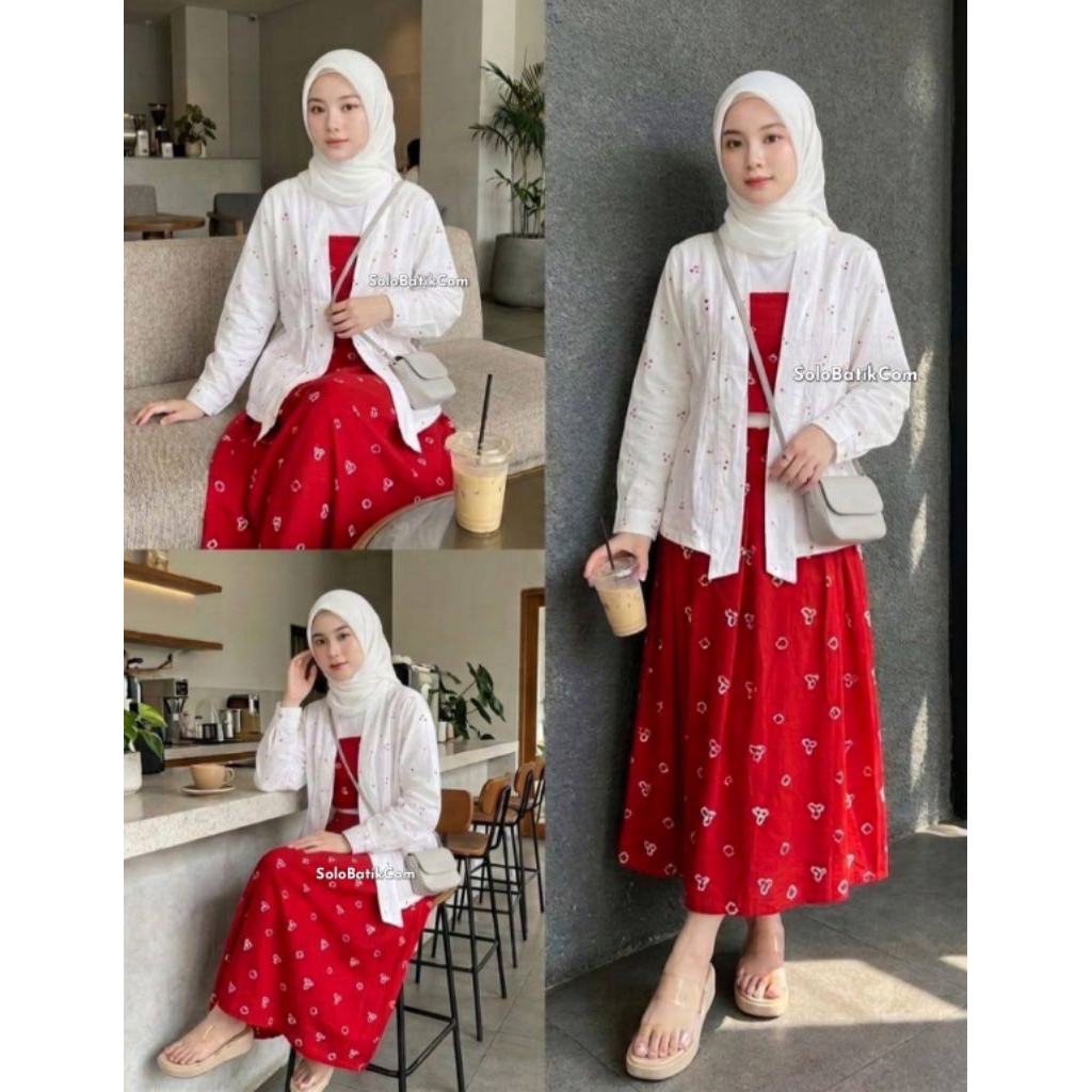 AGUSTUS SERIES SETELAN KEBAYA BATIK PUTRI SOLO JUMPUTAN MERAH PUTIH
