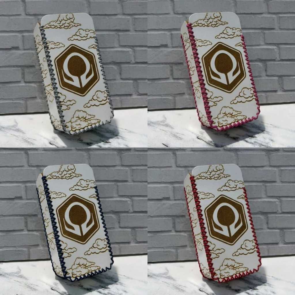 Cover Case HexV-3 / Oframe Sintetis Putih Bng Variasi Warna Cloud Pattern Logo Leather