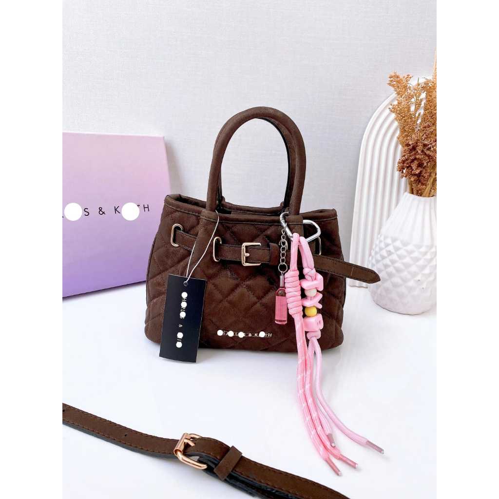 Tas Wanita Ck Quilted Top Handle Bag With Belt Detail Kode SCK-789  Free Gantungan + Free Pouch