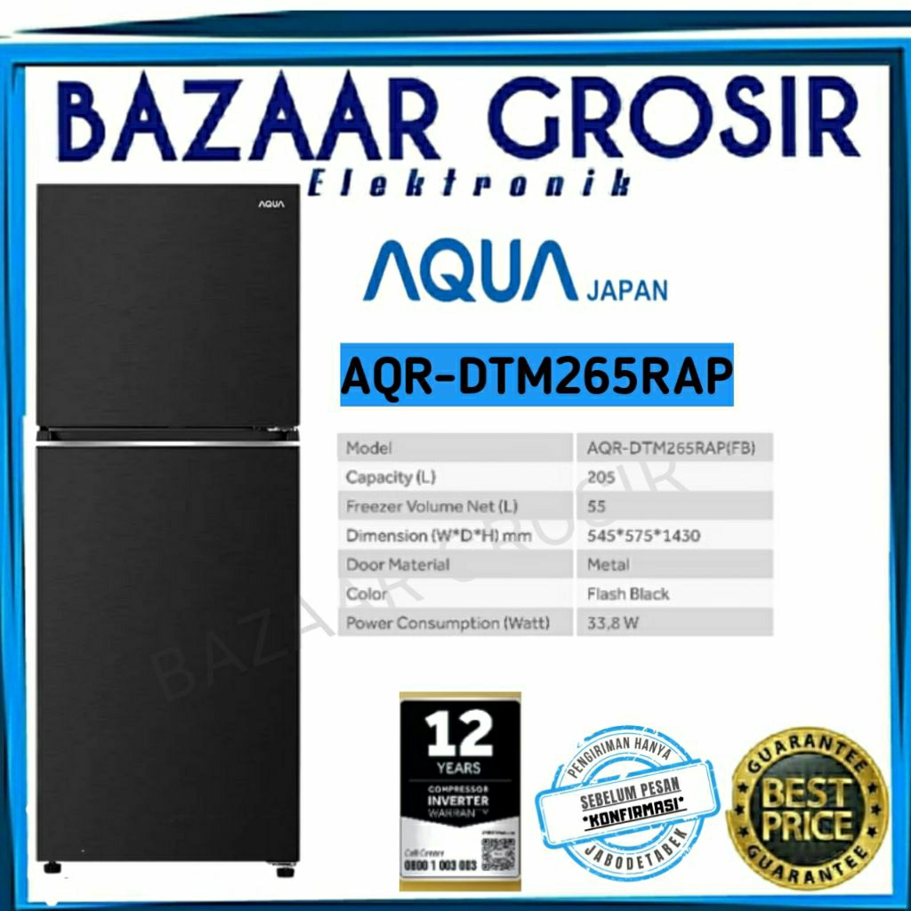 Aqua Kulkas 2 Pintu AQR-DTM265RAP Flash Black