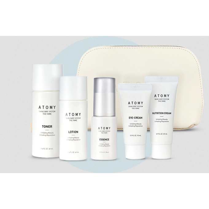 Atomy Skincare Set Lengkap – Toner, Lotion, Essence, Eye Cream & Nutrition Cream Free Pouch