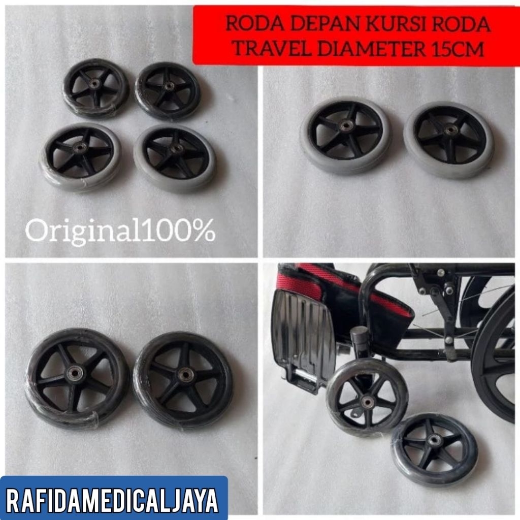 Roda depan kursi roda travel 6 inci
